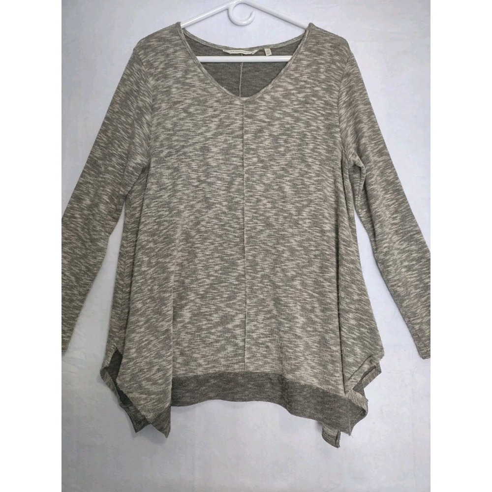 Soft Surroundings Asymmetric Madeline Tunic Gray & Beige‎ Long Sleeve Sz M